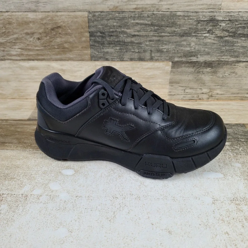 KURU KINETIC 2 Mens Shoes Sz 7 M Running Jet Black Leather Lace Up Sneakers